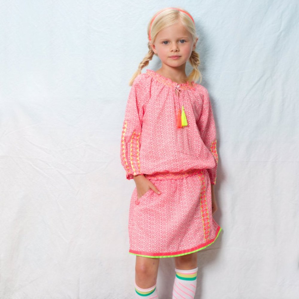 Mim-Pi Little Girls Pink Dots Blouse & Skirt Set